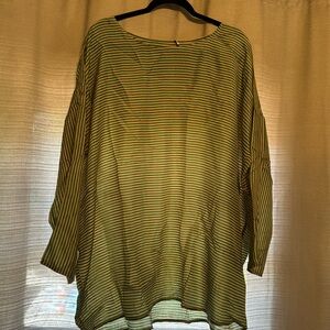Mes Demoseilles green/tan striped oversized tunic